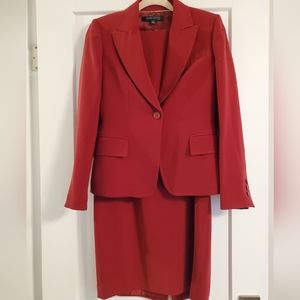 Red Anne Klein Suit DRESS with Jacket for Work or Interview